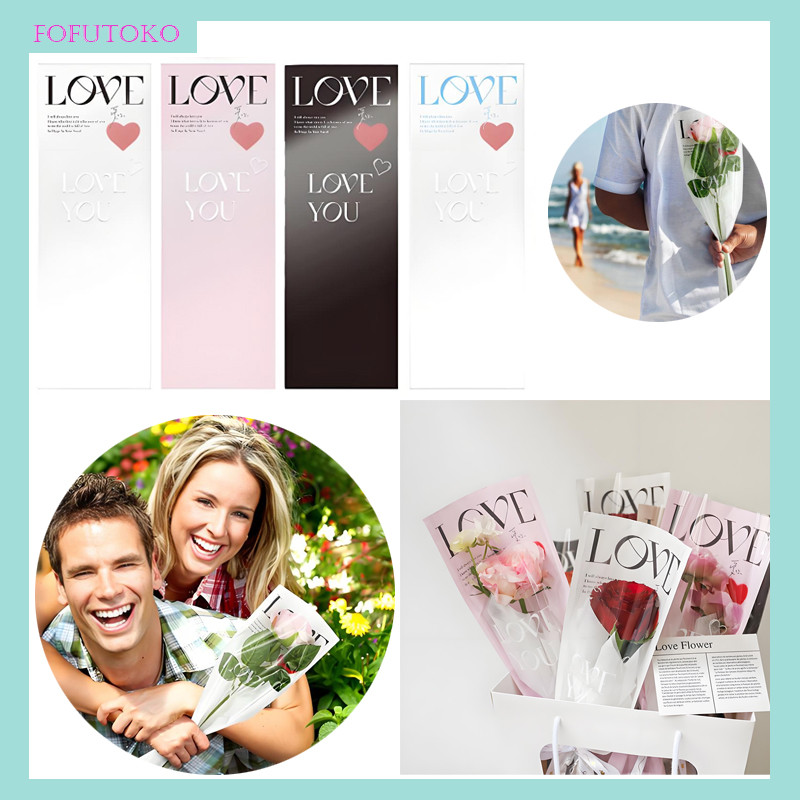 

[1 Pack 20 Lembar] Lembar Single Stalk Rose Printed Style Plastik Bag / Plastik Single Flower Bag / Cellophane