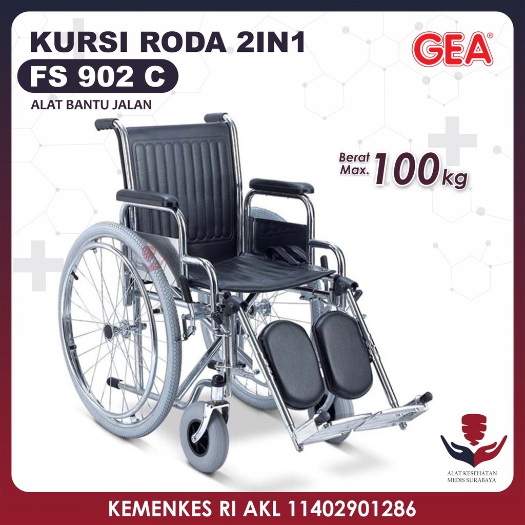 Kursi Roda 2in1 FS902C GEA Duduk Selonjor 2 in 1 Wheel Chair FS 902 C