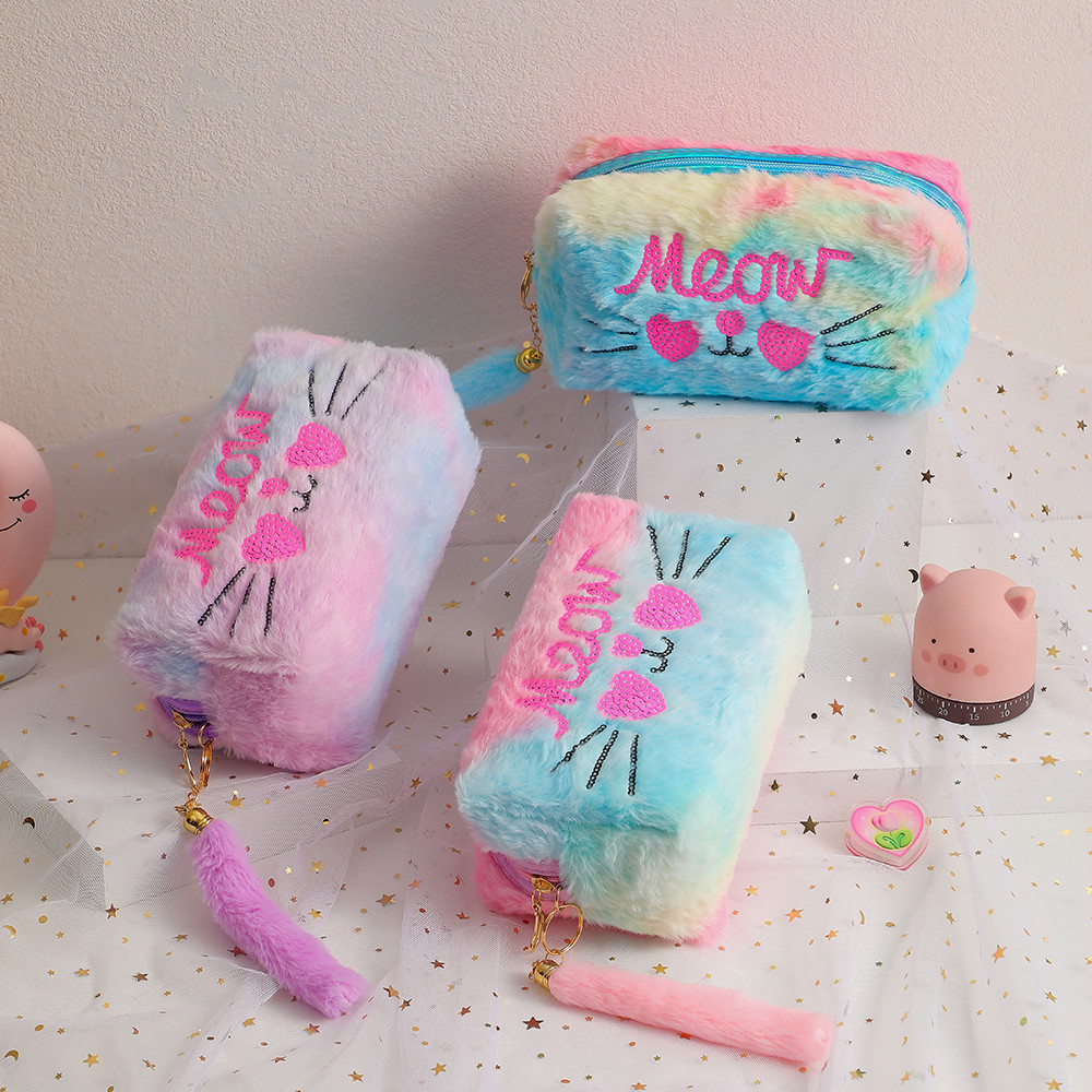 

Large Capacity Kawaii Pencil Plush Case Cosmetic Bag Cute Canvas Pen Pouch Organizer Korean for Girl School Office Supplies