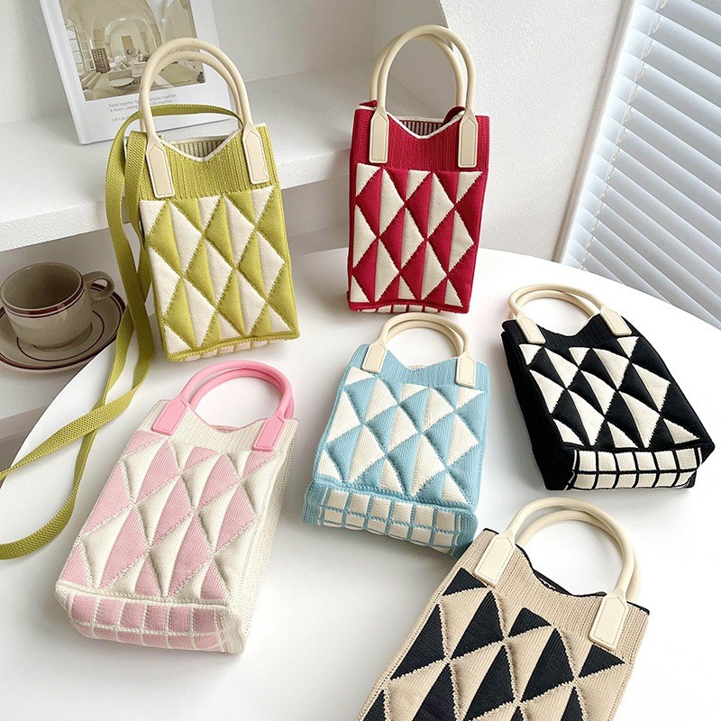 Knitted Mini Sling Bag Premium Collection Tas HP Rajut Selempang Wanita Korean Style
