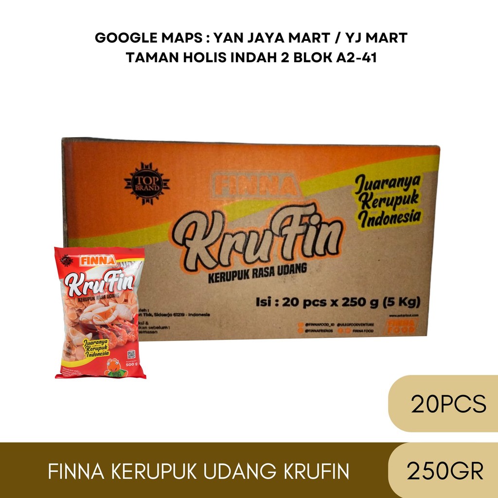 

Finna Krufin Kerupuk Rasa Bawang / Krupuk / Garlic Crakers Kemasan 250g 1 Carton / 20 Pcs