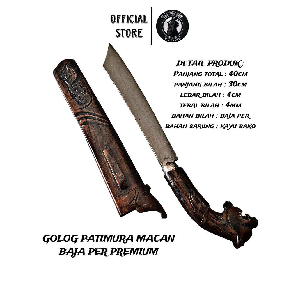 JP Golok Kebun Patimura Ukir Seni Motif Macan Asli Baja Per Premium Super Tajam