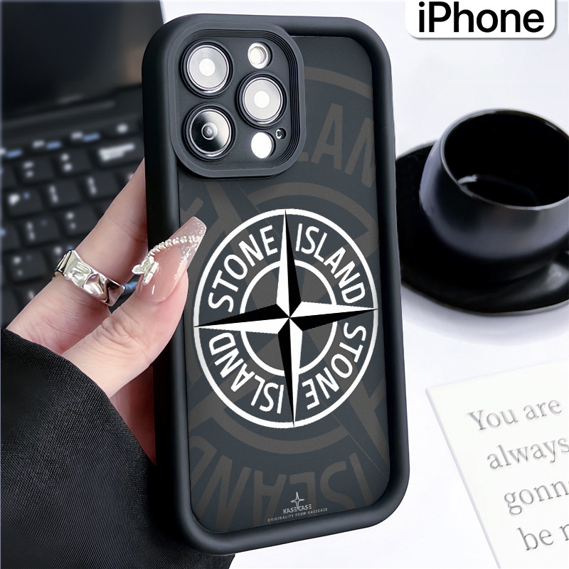 Trends Stone Island Keren Silicone Case iPhone 15 13 11 12 14 Pro Max XR X Xs Soft Polos Hitam TPU T