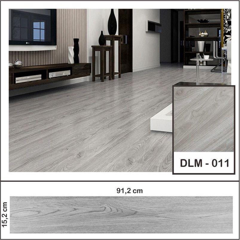 DLM011 MOTIF KAYU ABU ABU VINYL LANTAI UKURAN: 91.2CM X 15,2CM STIKER PEREKAT LANTAI PVC UBIN MURAH