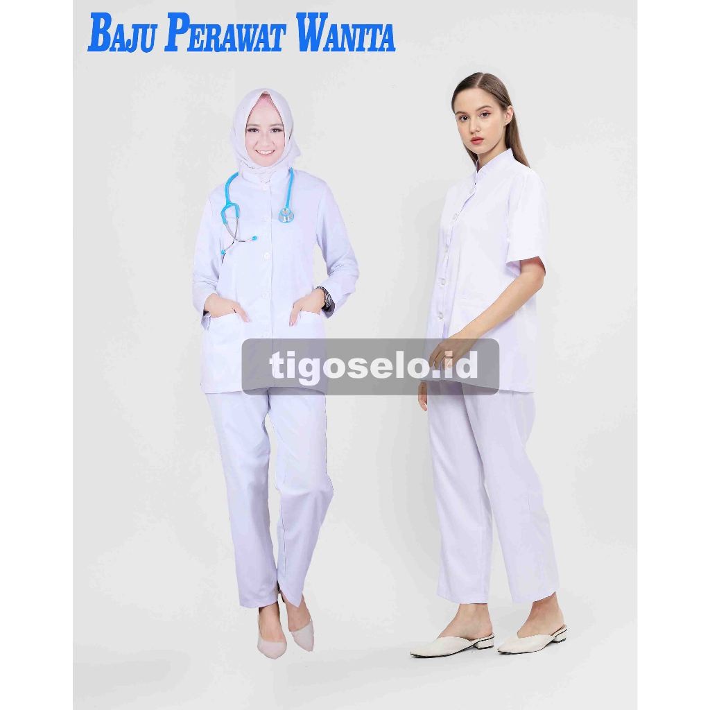 NEW Baju perawat Seragam Perawat Wanita Lengan Panjang Baju Perawat Wanita Lengan pendek Putih