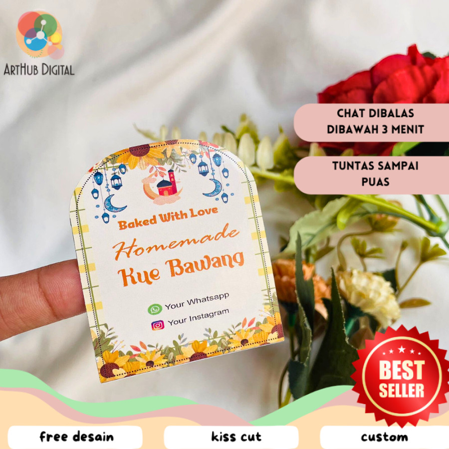 

AHD Stiker Makanan Roti Sticker Bakery Stiker Kuker Oval a3+ sticker lebaran bentuk oval chromo