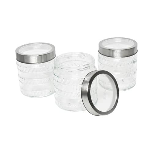 BEST QUALITY 1Set 3pcs Stoples Kaca Jar Glass Wadah Kopi Teh  Gula Serbaguna 750ml