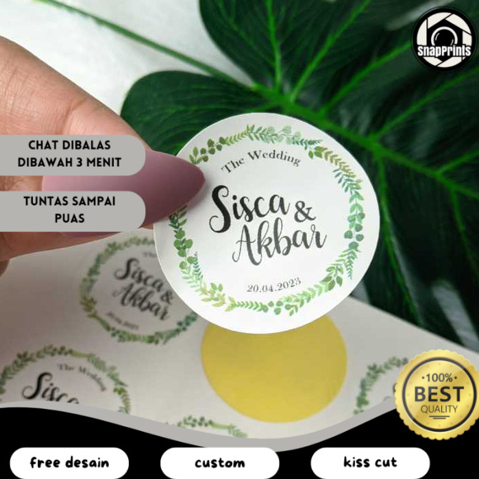 

SP Print Stiker Wedding Souvenir Cetak Label Sticker Custom Ucapan Nikah Bulat Chromo