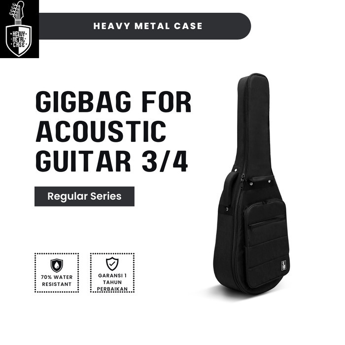 Gigbag Gitar Akustik 3/4 Heavy Metal Case Regular Series