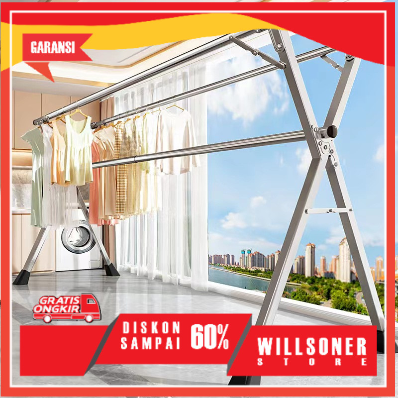 Jemuran baju stainless Portable,Jemuran / Jemuran Stainless Steel, Kokoh dan Tahan Lama