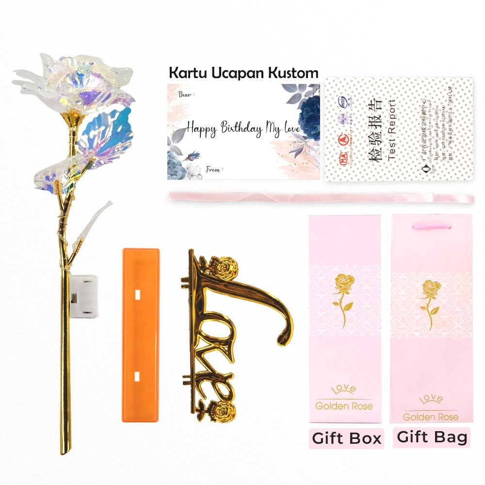 Bunga Mawar Artifisial Dekorasi Artificial Rose Gold Foil Rose Bunga Dekorasi Plastik