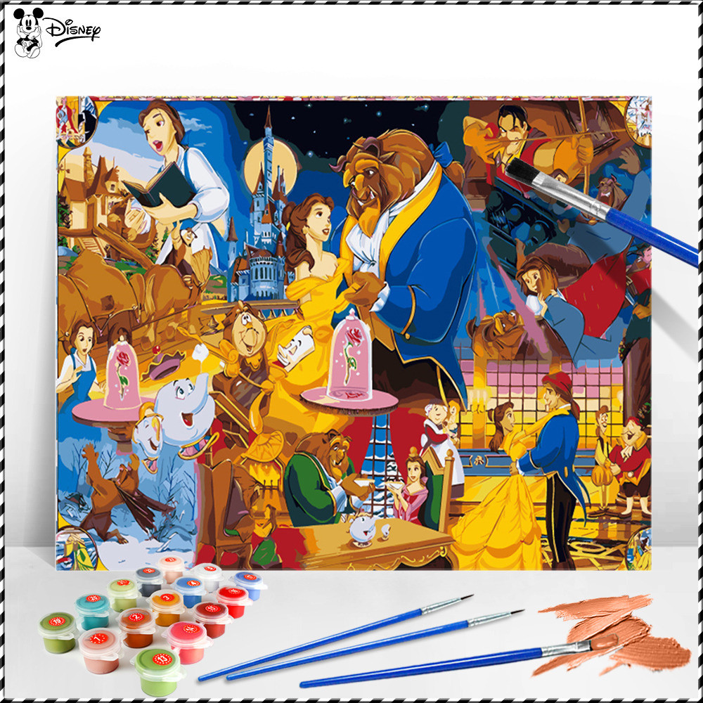 

Disney Oil Painting By Numbers Princess Belle Coloring Cartoon Drawing By Numbers Beauty And The Beast Handpainted Gift