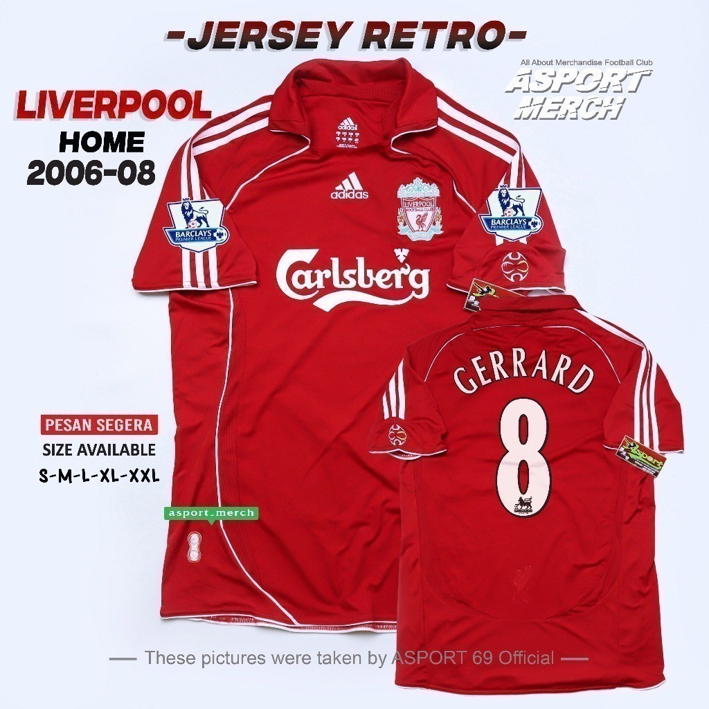 JERSEY RETRO LIVERPOOL HOME 2006 2008 JERSI BOLA LFC HOME 06 08 LIMITED EDITION