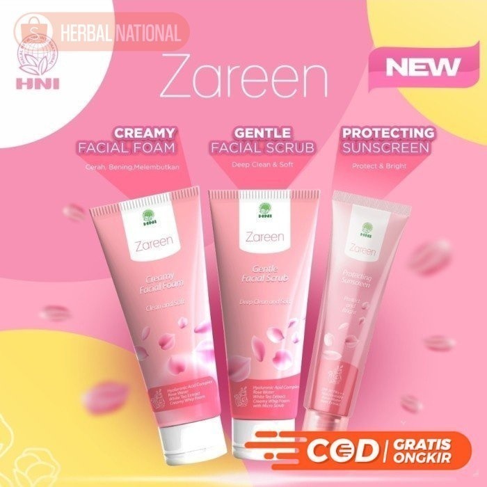 

NEW ORIGINAL Zareen Skincare - Zareen - Skincare - Essense Toner - Bright Glow Serum - Facial Scrub - Facial Foam - Protecting Sunscreen - HNI BPOM