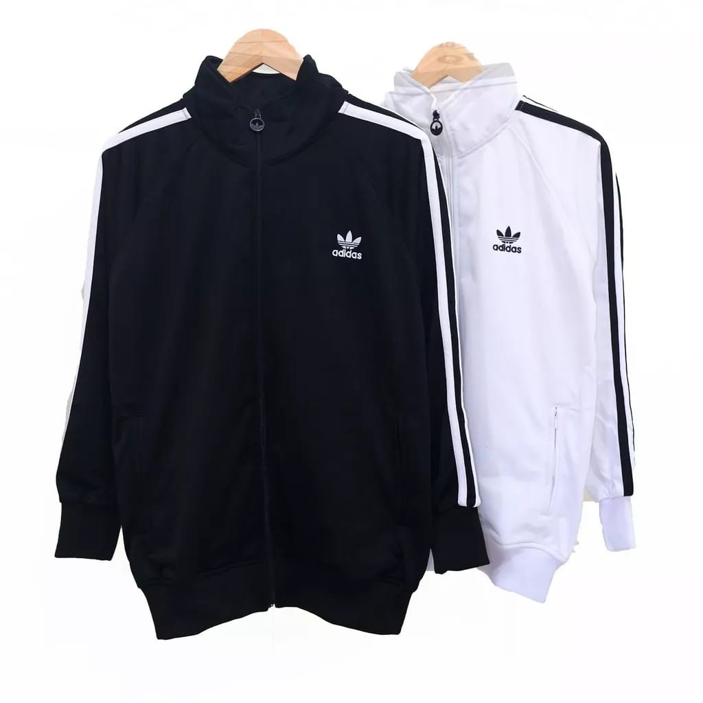 COD - Jaket Adidas Tracktop Firebird Pria - Putih Strep Hitam Polyster