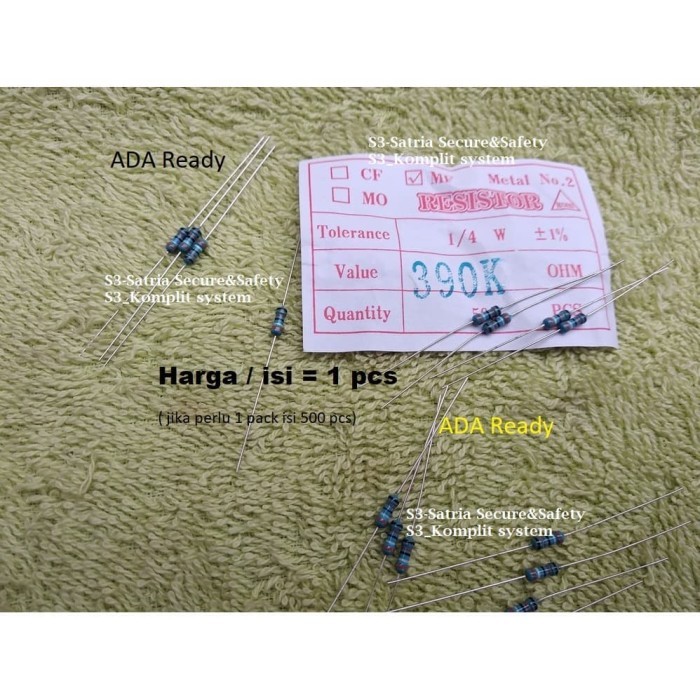 Biru MF 390K 390 K Kilo ohm Resistor 1/4 W watt 390Kohm Metal Film