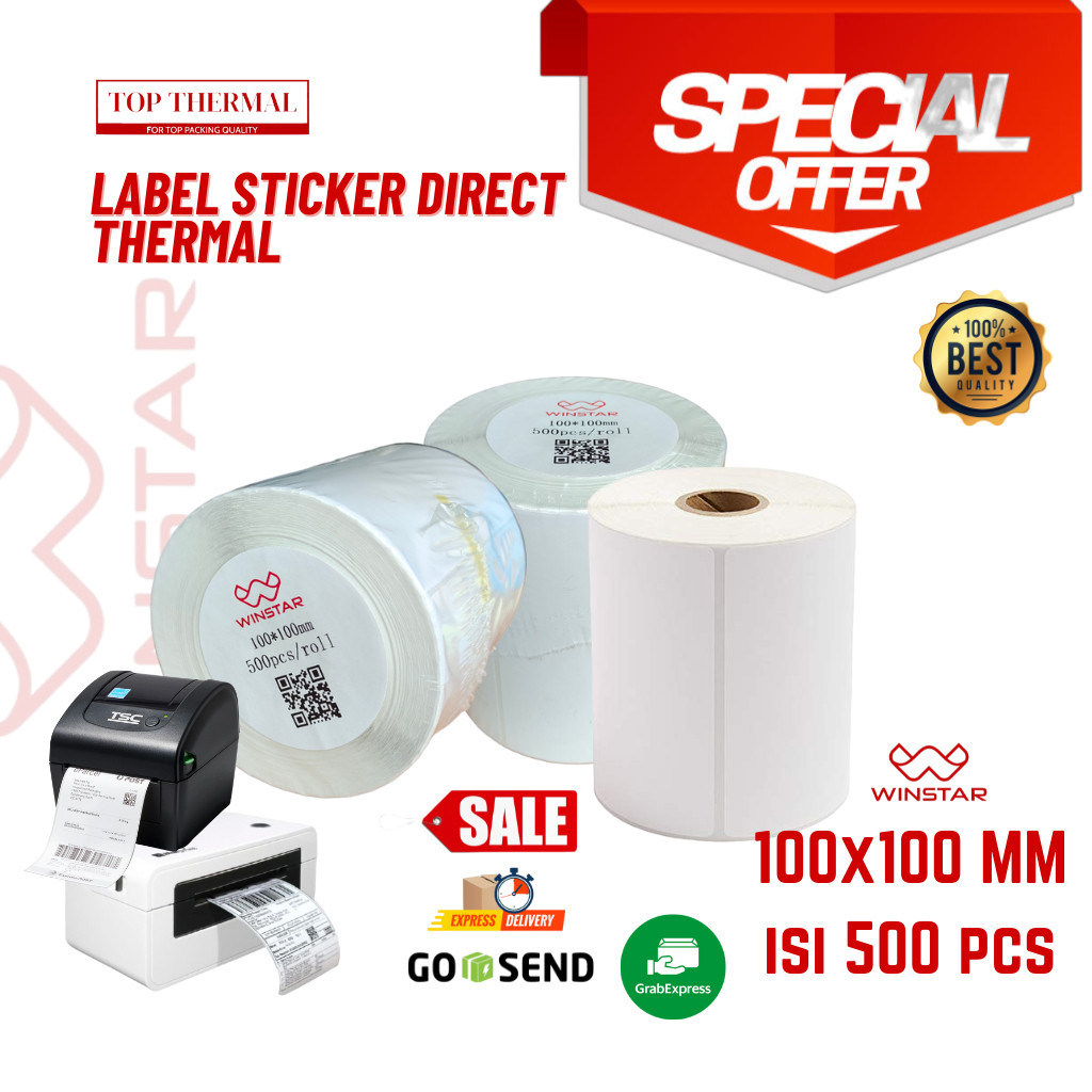 

CACC Kertas Label Thermal 100x100 MM isi 500 Pcs Roll
