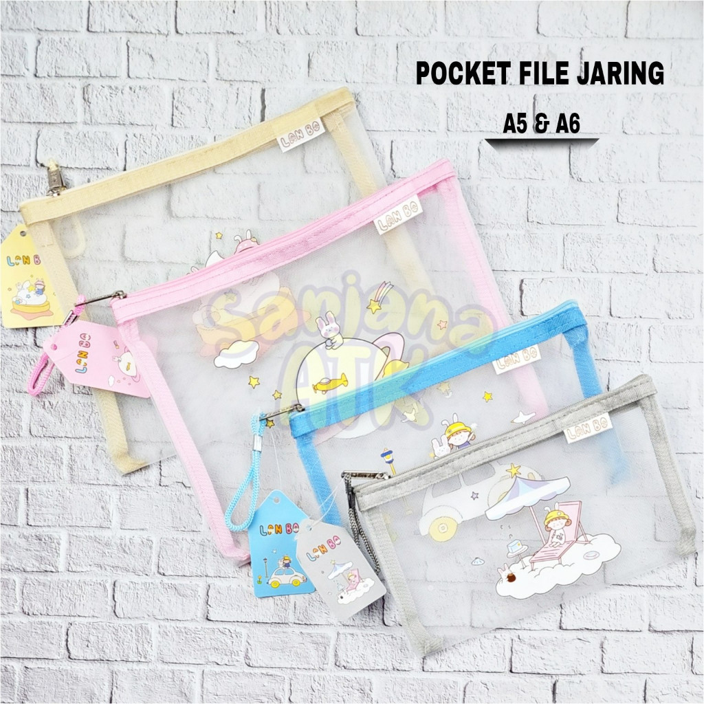 

Map Pocket File Zipper Jaring Transparan Ukuran A5 dan A6