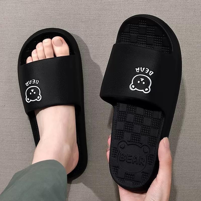 Sandal Pria Wanita Kekinian Empuk Sendal Laki Jelly Rumah Sepatu Sendal Slop Cowo Sepatu hitam putih