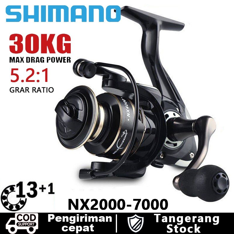 SHIMANO Reel Pancing NX2000-7000 Spinning Fishing Reel Saltwater Alat Pancing 5.2:1 Speed Metal Katr