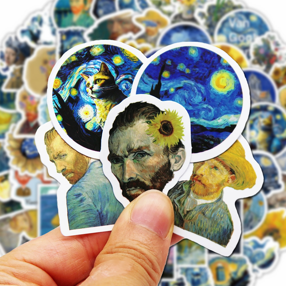

100Pcs Van Gogh Cute Stickers Pack Aesthetic Stationery Supplies Lot Korean Paper Kawaii Office Teacher School Diary Decoration