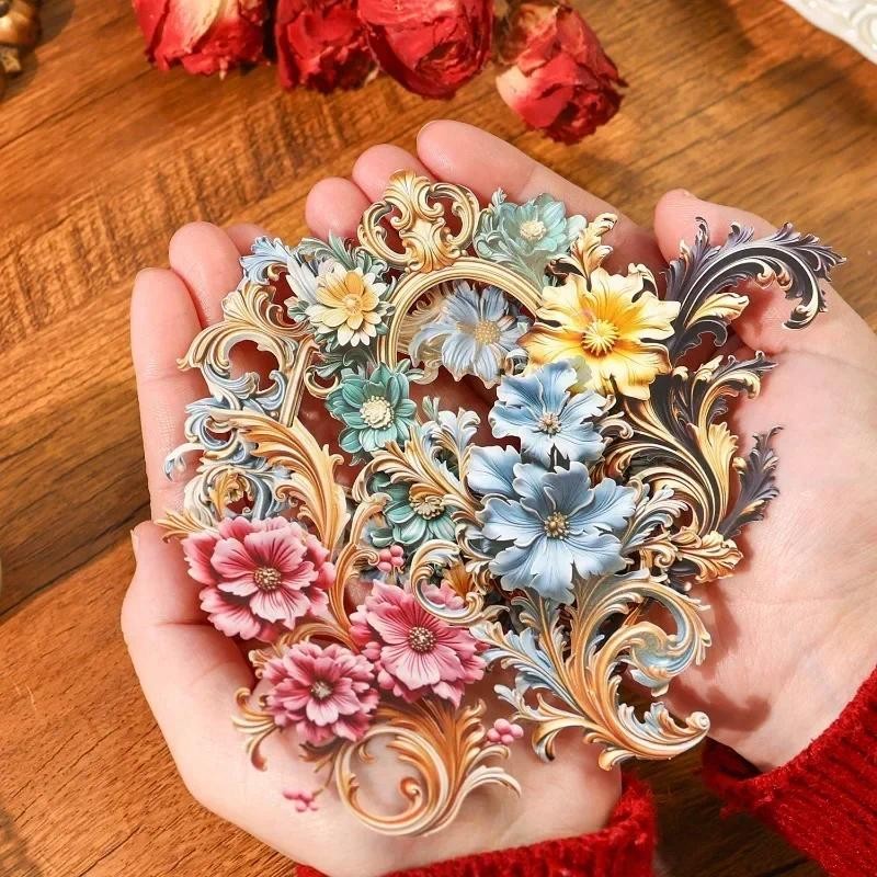 

12Sheets Impression Baroque floral border handbook Material handbook Children Decor collage Scrapbook cut Writing 168*98mm