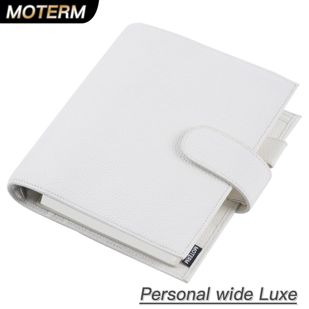 

Moterm Luxe 2.0 Series Personal Wide Size Planner Pebbled Grain Leather with 30 MM Silver Rings Notebook Diary Organizer Agenda