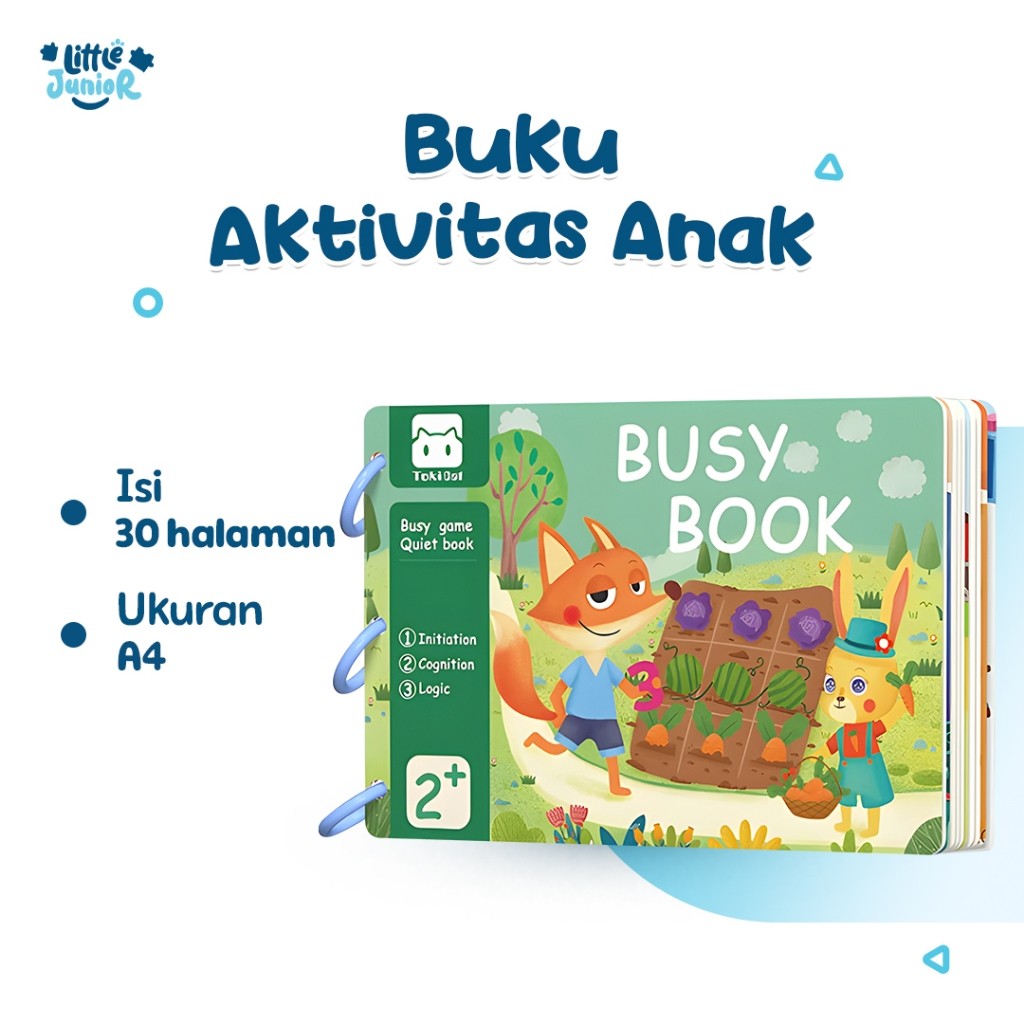 [ PROMO ]Little Junior Buku Edukasi Anak Sticker Velcro Anak Mainan Pendidikan 30 Halaman 3 Ring