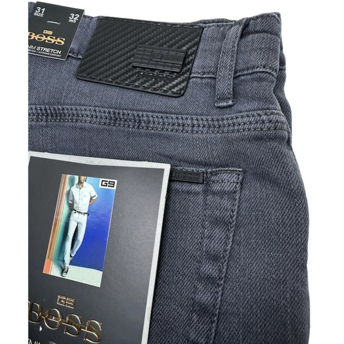 Celana Jeans Pria Panjang Abu-Abu OriginalBOSS Standar Stretch GREY - Regular Fit, Stretch Denim - 3