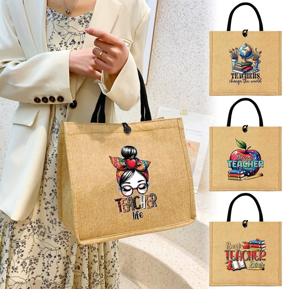Totebag Wanita new Jute Tote Bag Handbag Jute Patchwork Bag Premium Gift Bag Eco Bag Large Capacity 