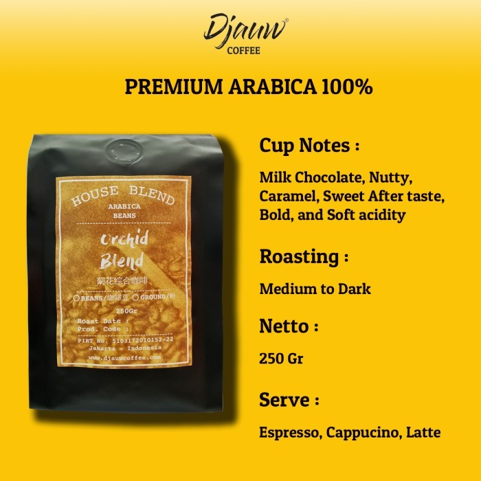 

ORCHID BLEND - 100% ARABICA ESPRESSO BLEND 250Gr - GILING KASAR
