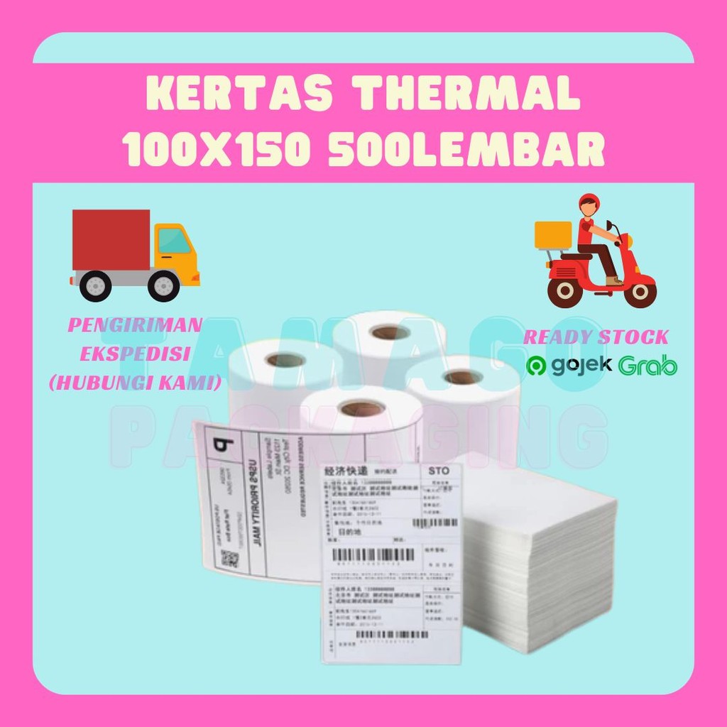 

Kertas Thermal 100x150 Sticker Label ISI 500 pcs Label Kertas Tidak Luntur Lem Kuat
