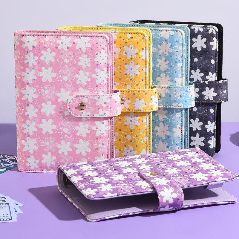 

A6 Snowflake Button PU Leather DIY Binder Notebook Only Cover Diary Books Schedule Covers School Stationery