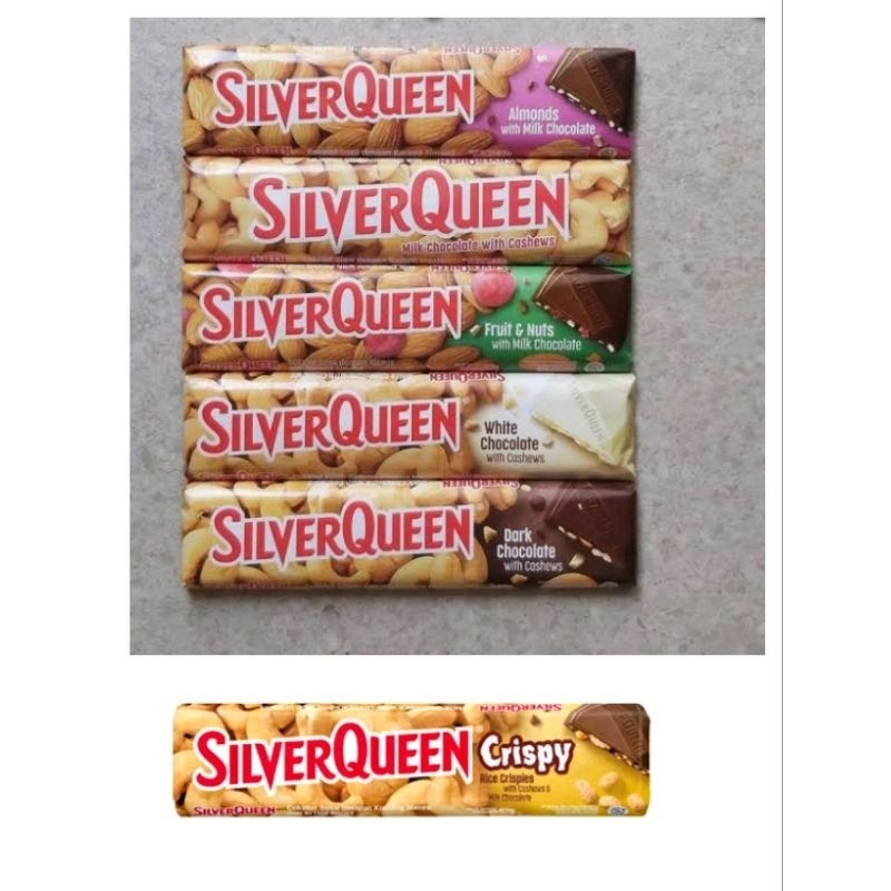 

Silverqueen 55gr box-an Mede almond fruit dark crispy white exp 2026