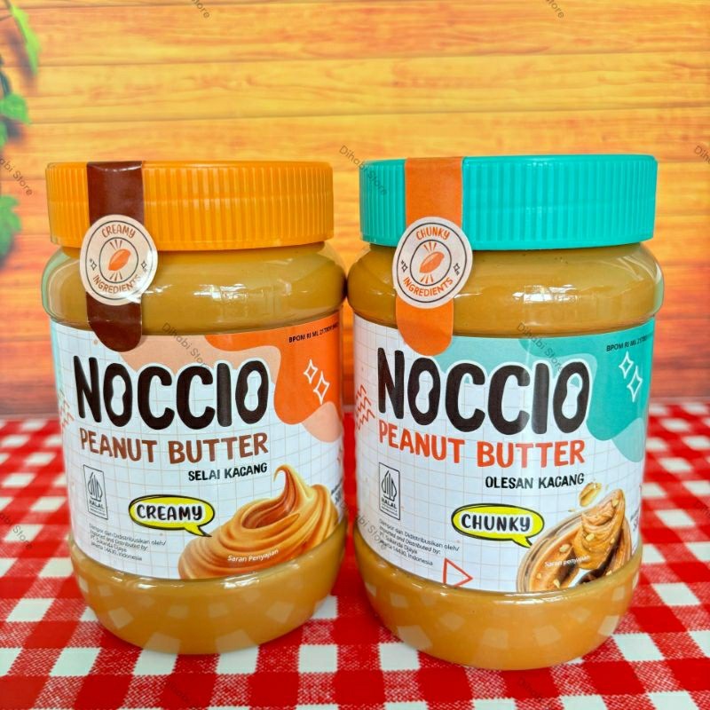 

Selai Kacang Noccio Peanut Butter Varian Chunky Dan Creamy Ukuran 340Gram