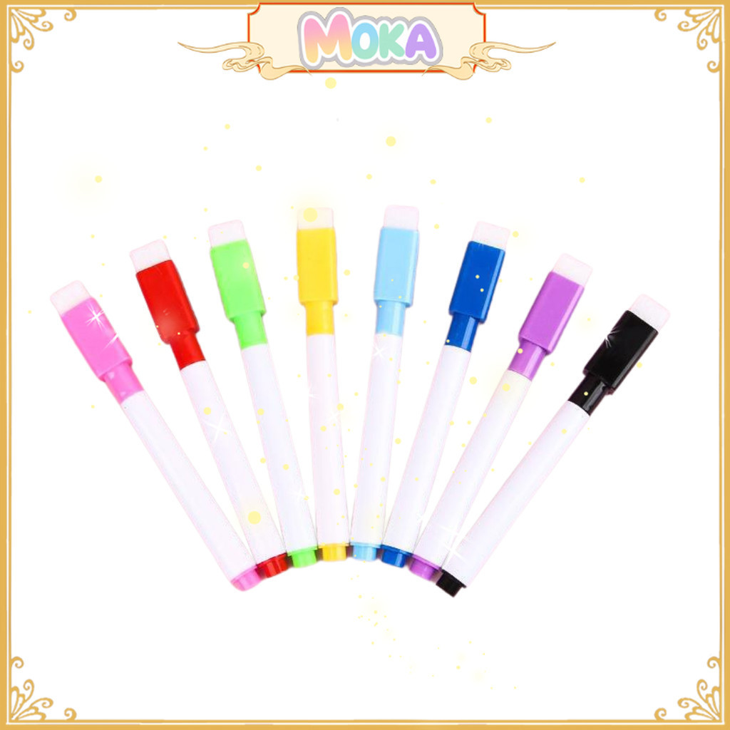 

MOKA 1SET 8PCS SPIDOL WARNA WARNI + PENGHAPUS TERMURAH / SPIDOL WIPE AND CLEAN MKB04