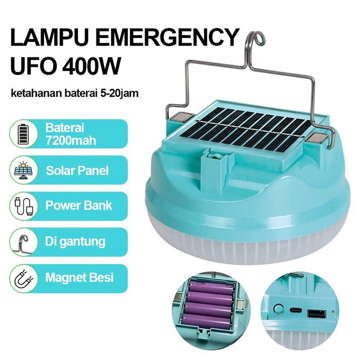 (Baterai Real asli 7200MAH)lampu led emergency ufo 400w /solar panel led/ lampu emergency gantung la
