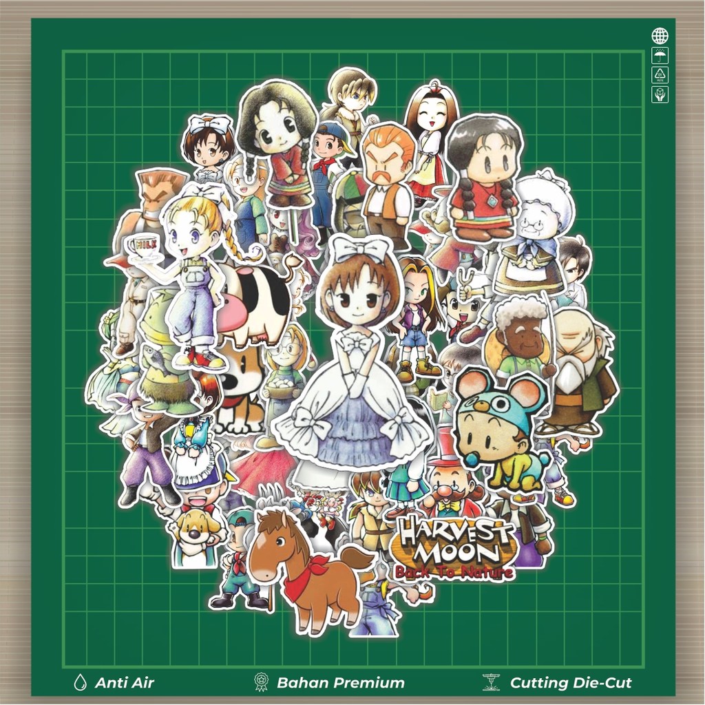 

HOT 50 PCS STIKER Stiker Game Video Harvest Moon : Back to Nature Stiker Fashion Cars Decal Dingin Kartu Album Custom Vinyl Anti Air- Sticker Aesthetic Buku Journal Koper Casing HP Tablet Laptop Helm Motor Botol Minum