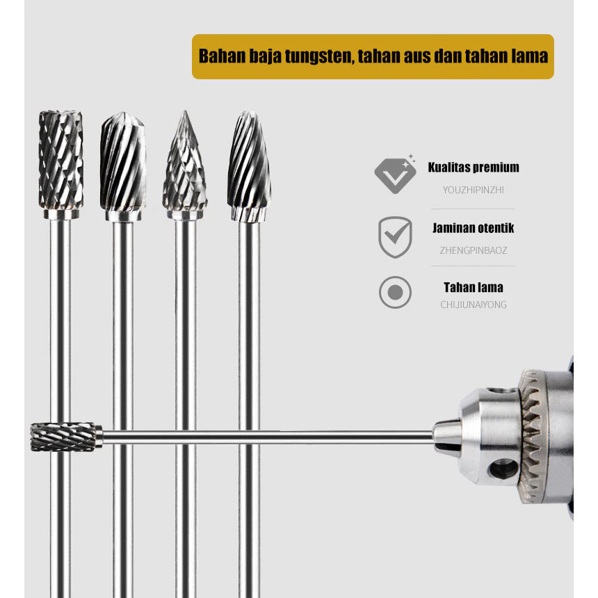 4PCS (E,G,C,H) MATA BOR TUNER PANJANG 10CM TUNNER CUNER CUNNER PORTING 3MM X 6MM/Set Kikir Bor Listr