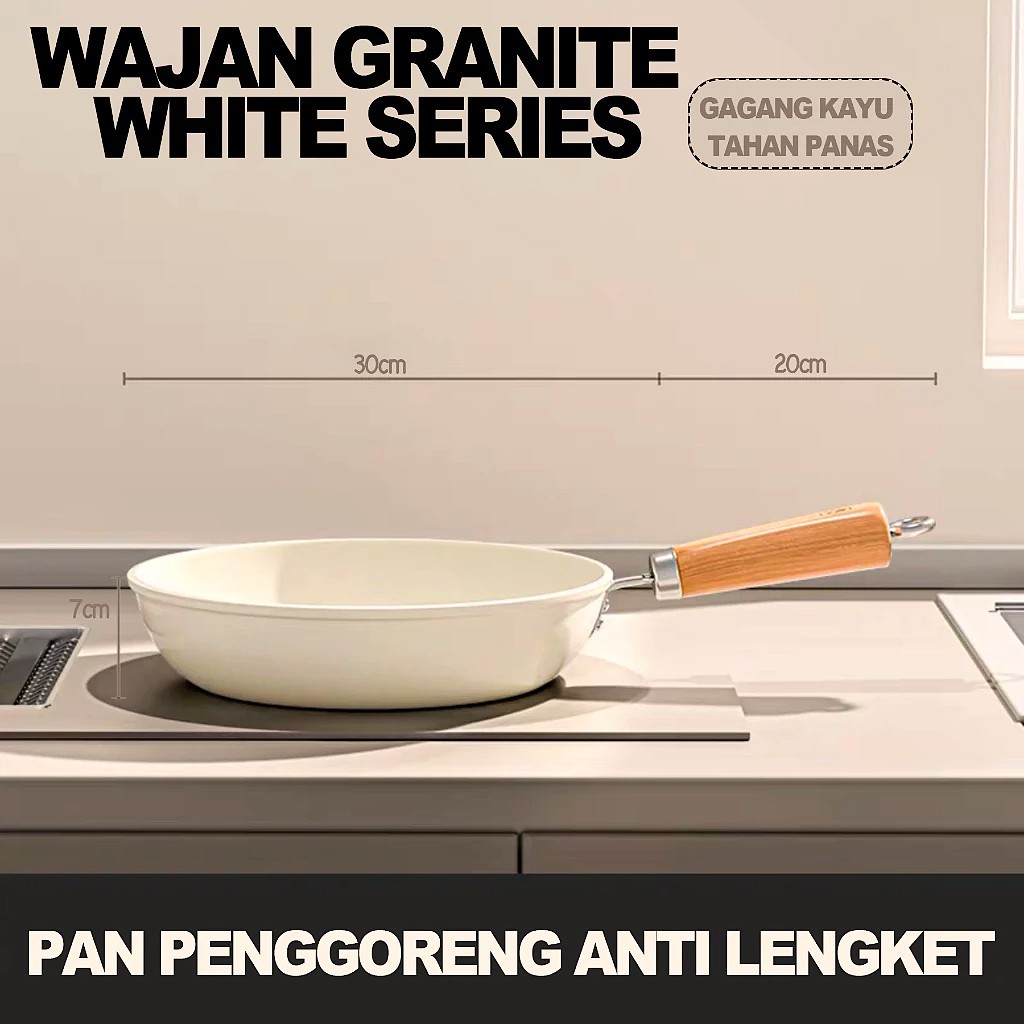 Wokpan White Granite Stainless Series / Wajan Putih / Wajan Batu Medis 30CM / 34CM Anti Lengket
