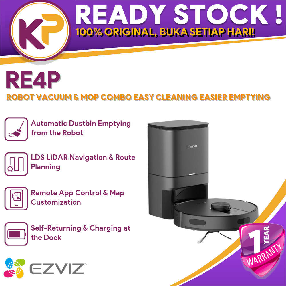 EZVIZ RE4P ROBOT VACUUM & MOP COMBO LASER NAVIGATION WITH DOCKING