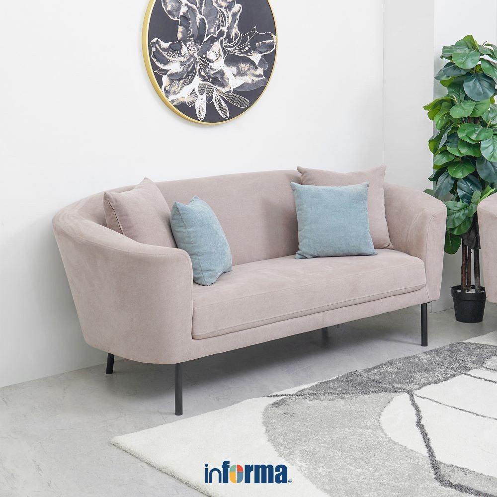 Informa Nordia Biloxi Sofa Fabric 3 Seater - Cokelat Taupe Tempat Duduk Empuk Sofa Ruang Tamu Furnit