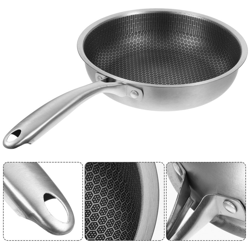 Stainless Steel Frying Pan Kitchen Skillet Honeycomb Frying Pan 4 Hole Frying Pan-sticky Cooking Pan
