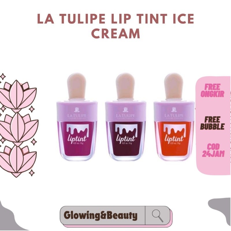 ORIGINAL 100% LA TULIPE LIP TINT BENTUK ICE CREAM 6GR