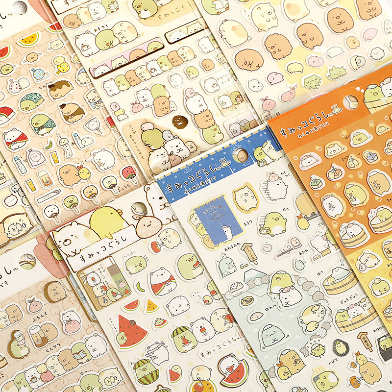 

8 sheets/lot Kawaii Japanese Anime Sumikko Gurashi Gold Foil Paper Stickers Scrapbooking Diy Cute Diary Stationery Sticker Deco