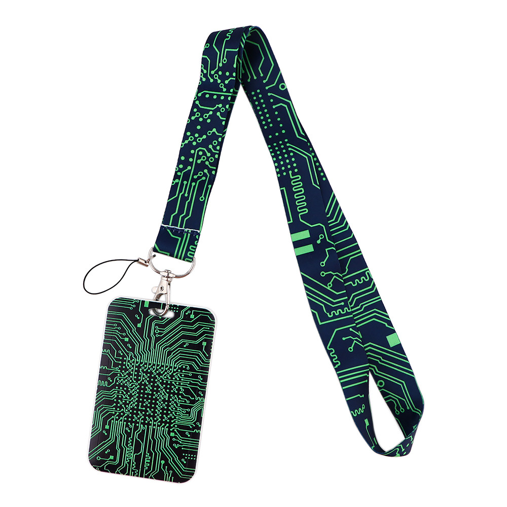 

LB1163 Computer Motherboard Lanyard Card Holder Student Hanging Neck Phone Lanyard Badge Subway Access Card Holder Accessories