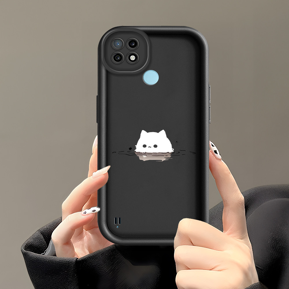 Realme C21 Untuk Hp Casing Phone Case Cesing Soft Cover Cat 2846 Mode Kesing Cream Cassing