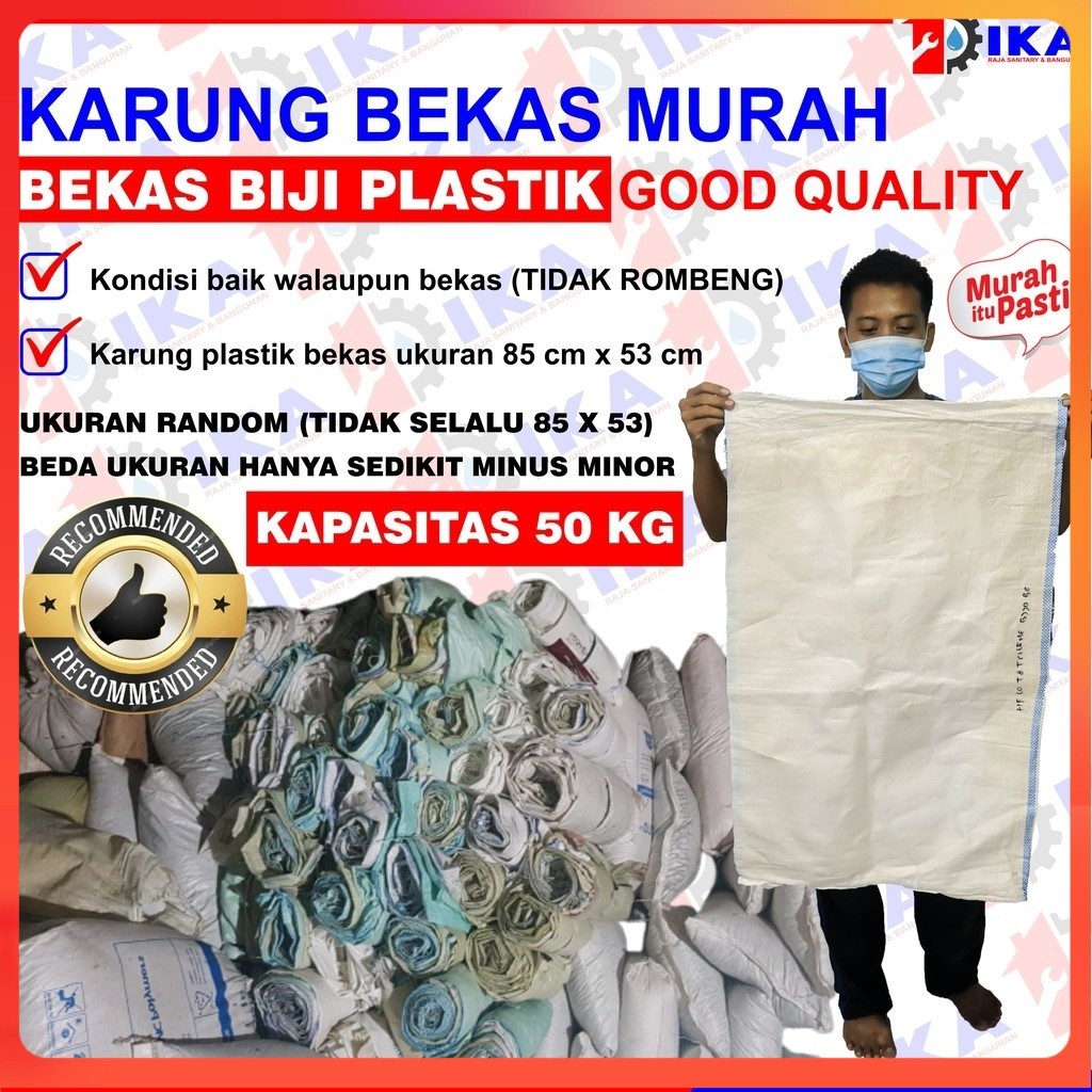 Karung Bekas Biji Plastik layak Pakai 50kg Karung Bekas Serbaguna Siap Pakai