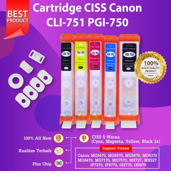 FixPrint Ciss MCISS Canon PGI750 CLI751, Printer Canon Pixma MG5470 MG637