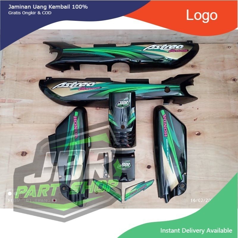 paket cover body bodi honda astrea grand 97 impressa legenda 1 2 tahun 97 striping hijau